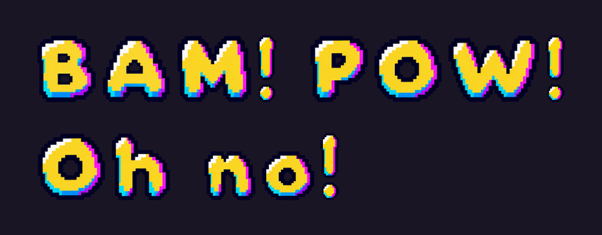 Sparklet spelling BAM! POW! Oh no!